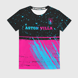 Футболка женская Aston Villa - neon gradient посередине, цвет: 3D-принт