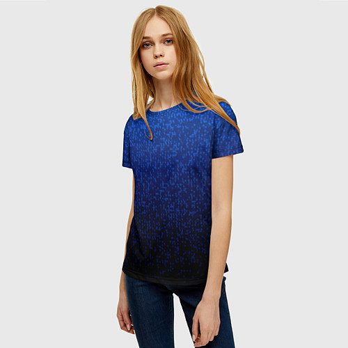 Женская футболка Градиент мелкая мозаика сине-чёрный / 3D-принт – фото 3