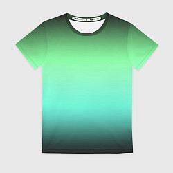 Женская футболка Градиент изумрудно-чёрный