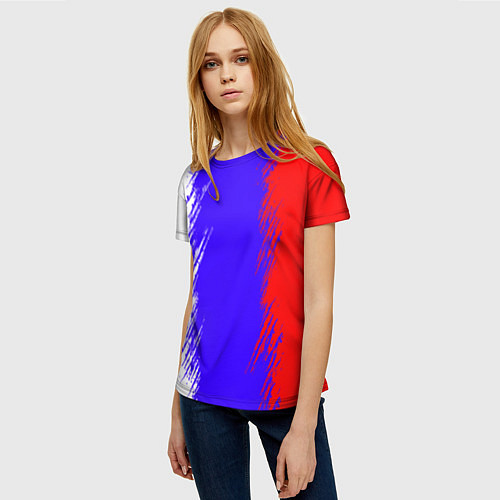 Женская футболка Штрихи триколор / 3D-принт – фото 3