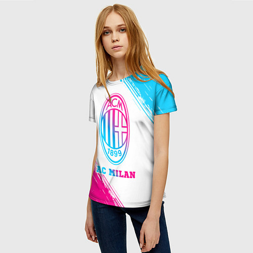 Женская футболка AC Milan neon gradient style / 3D-принт – фото 3