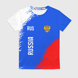 Женская футболка Триколор и герб России