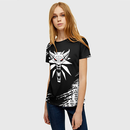 Женская футболка Ведьмак 3 логотип волка / 3D-принт – фото 3