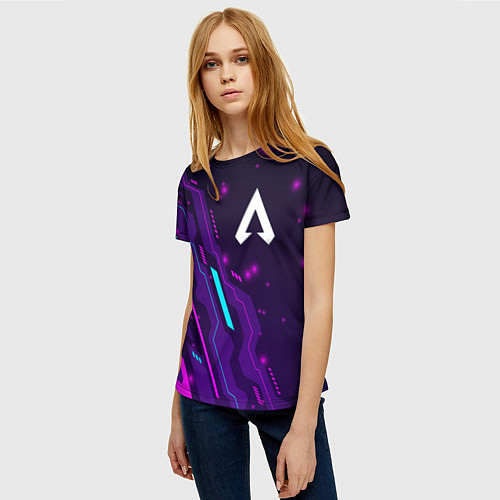 Женская футболка Apex Legends neon gaming / 3D-принт – фото 3