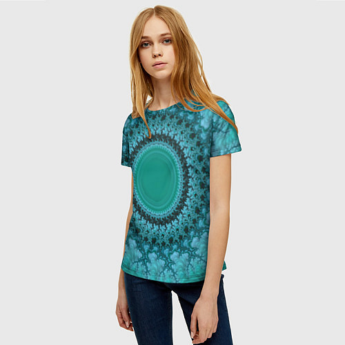 Женская футболка Круговой фрактал / 3D-принт – фото 3