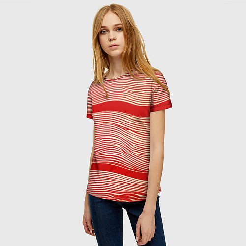 Женская футболка В красную полосочку / 3D-принт – фото 3