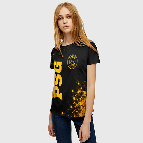 Женская футболка PSG - gold gradient вертикально / 3D-принт – фото 3