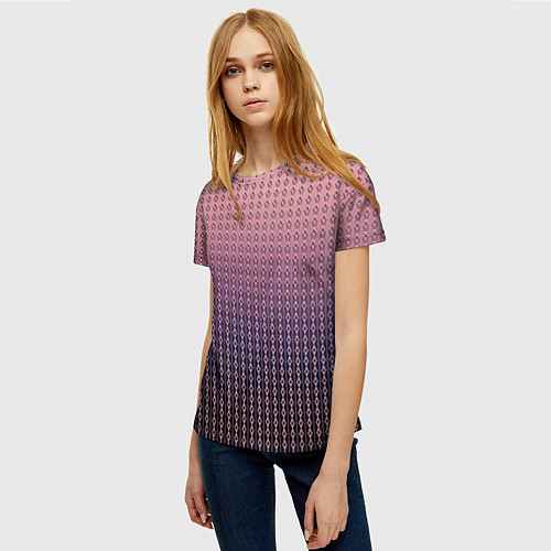 Женская футболка Тёмно-розовый полосы узоры / 3D-принт – фото 3