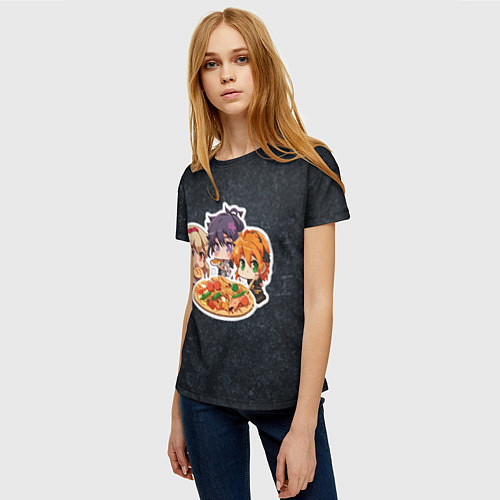 Женская футболка Друзья ужинают - аниме-чибики / 3D-принт – фото 3
