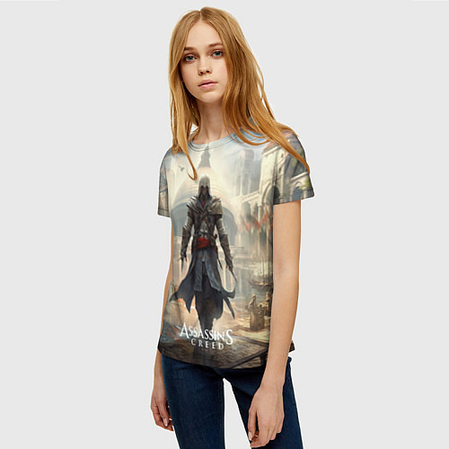 Женская футболка Assassins creed большой город / 3D-принт – фото 3