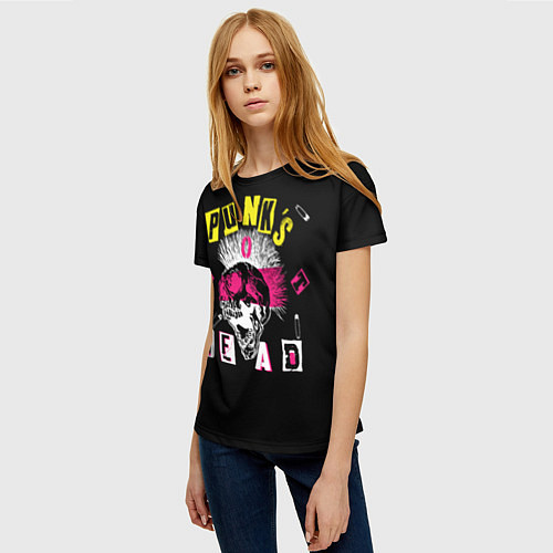 Женская футболка Панки живы - череп с ирокезом / 3D-принт – фото 3