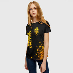 Футболка женская Leeds United - gold gradient вертикально, цвет: 3D-принт — фото 2