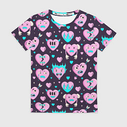 Женская футболка Паттерн с арт сердцами
