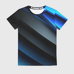 Женская футболка Темная синяя стильная абстракция на черном фоне