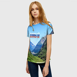 Футболка женская Домбай в цветах флага России, цвет: 3D-принт — фото 2