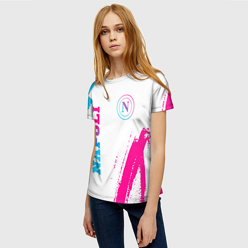 Женская футболка Napoli neon gradient style вертикально / 3D-принт – фото 3
