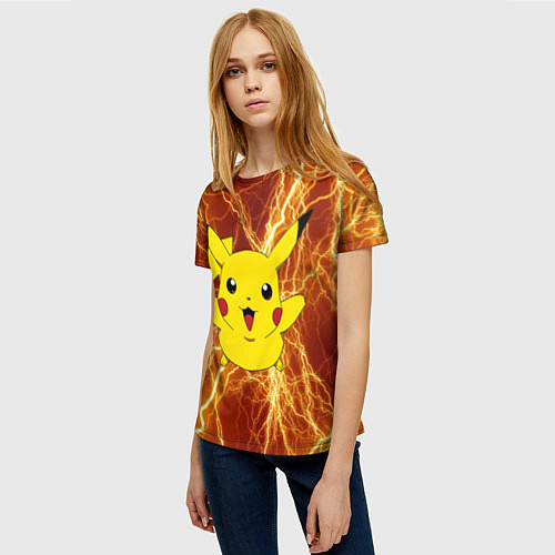 Женская футболка Pikachu yellow lightning / 3D-принт – фото 3