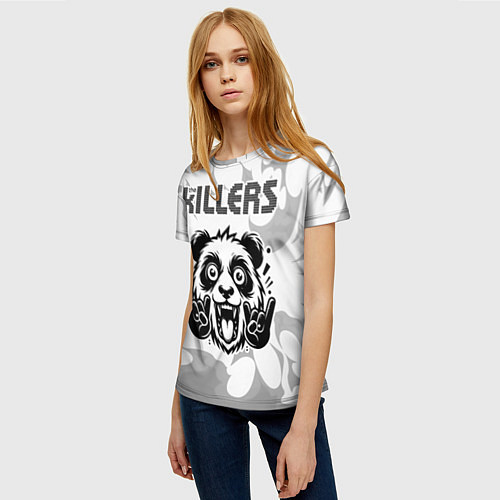 Женская футболка The Killers рок панда на светлом фоне / 3D-принт – фото 3
