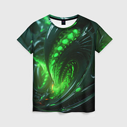 Женская футболка Кислотная зеленая яркая неоновая абстракция
