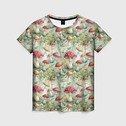 Женская футболка Дикие грибы лесные мухоморы