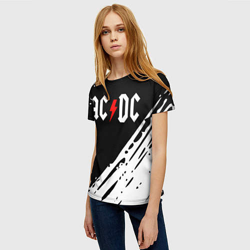 Женская футболка Ac dc rock / 3D-принт – фото 3