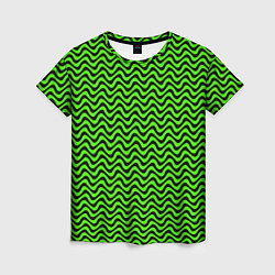 Футболка женская Искажённые полосы кислотный зелёный, цвет: 3D-принт