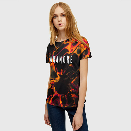 Женская футболка Paramore red lava / 3D-принт – фото 3