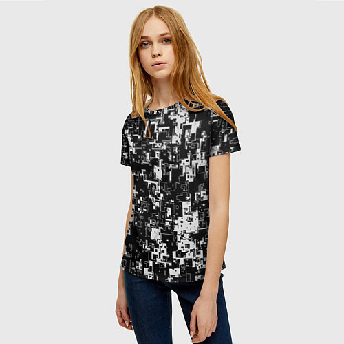 Женская футболка Геометрия черно-белая / 3D-принт – фото 3