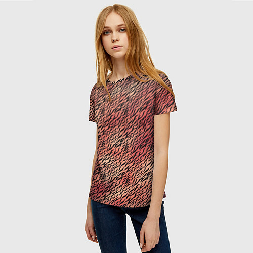 Женская футболка Имитация шкуры красно-коричневый / 3D-принт – фото 3