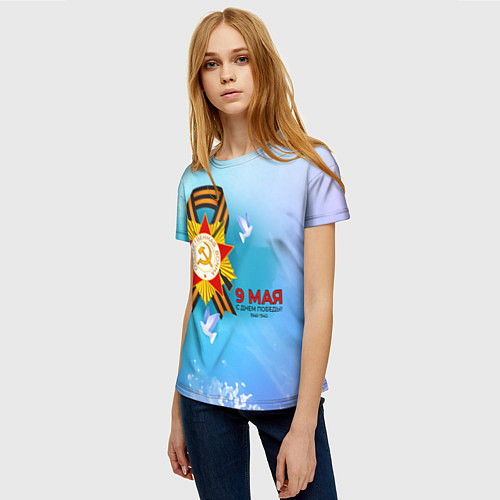 Женская футболка 9 Мая Георгиевская лента / 3D-принт – фото 3