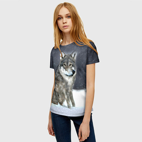 Женская футболка Волк ауфф с кривым носом / 3D-принт – фото 3