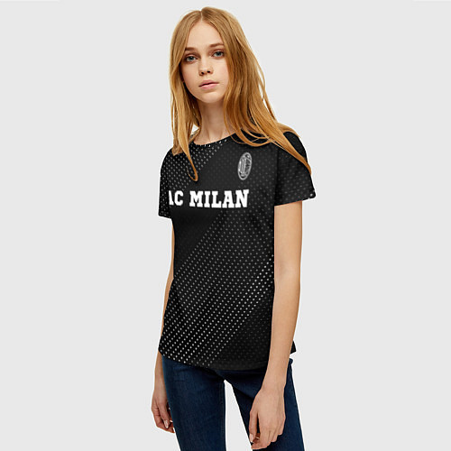 Женская футболка AC Milan sport на темном фоне посередине / 3D-принт – фото 3