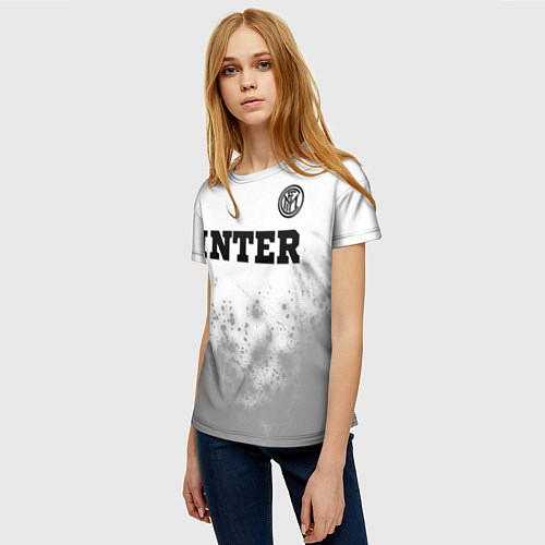 Женская футболка Inter sport на светлом фоне посередине / 3D-принт – фото 3