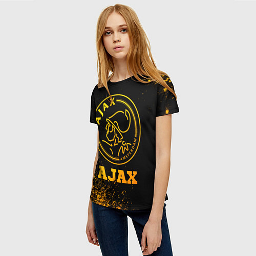 Женская футболка Ajax - gold gradient / 3D-принт – фото 3