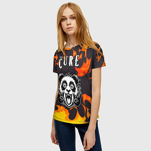 Женская футболка The Cure рок панда и огонь / 3D-принт – фото 3