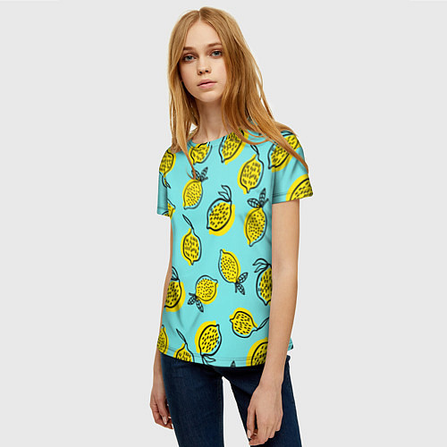 Женская футболка Летние лимоны - паттерн / 3D-принт – фото 3