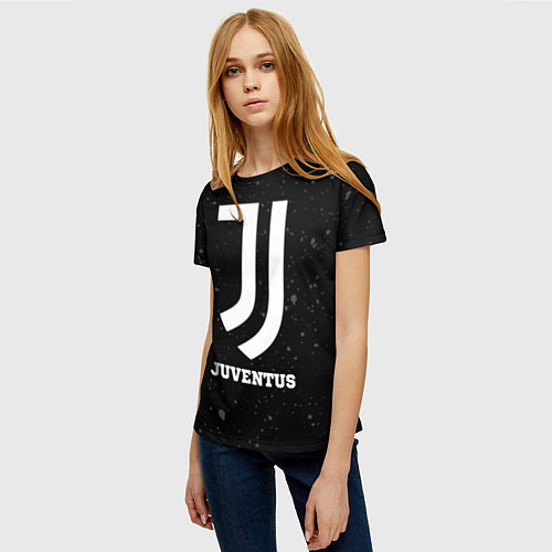 Женская футболка Juventus sport на темном фоне / 3D-принт – фото 3