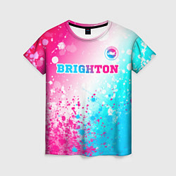 Женская футболка Brighton neon gradient style посередине