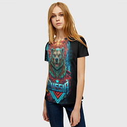 Футболка женская Суровый русский медведь, цвет: 3D-принт — фото 2