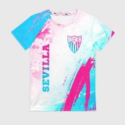 Футболка женская Sevilla neon gradient style вертикально, цвет: 3D-принт