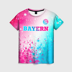 Футболка женская Bayern neon gradient style посередине, цвет: 3D-принт