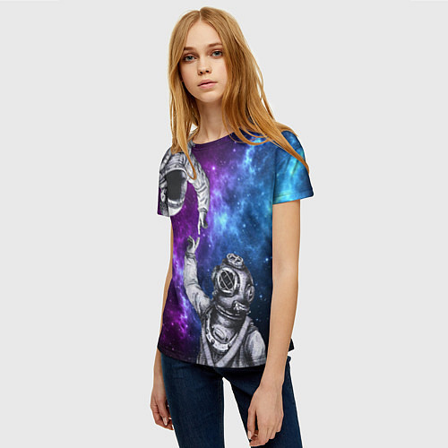 Женская футболка Сотворение космонавт и водолаз / 3D-принт – фото 3