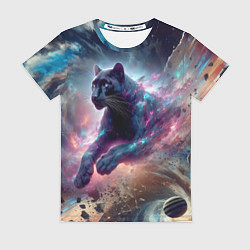 Футболка женская Космическая пантера - нейросеть, цвет: 3D-принт