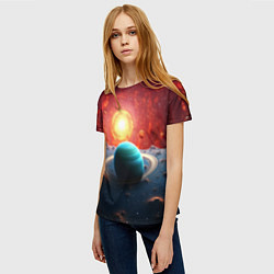 Футболка женская Космос и разные планеты, цвет: 3D-принт — фото 2