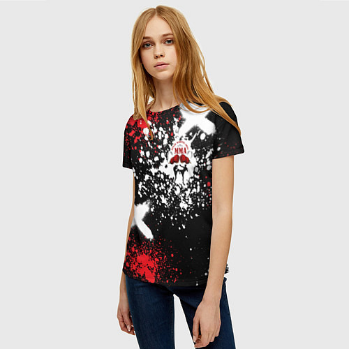 Женская футболка ММА на фоне брызг красок / 3D-принт – фото 3
