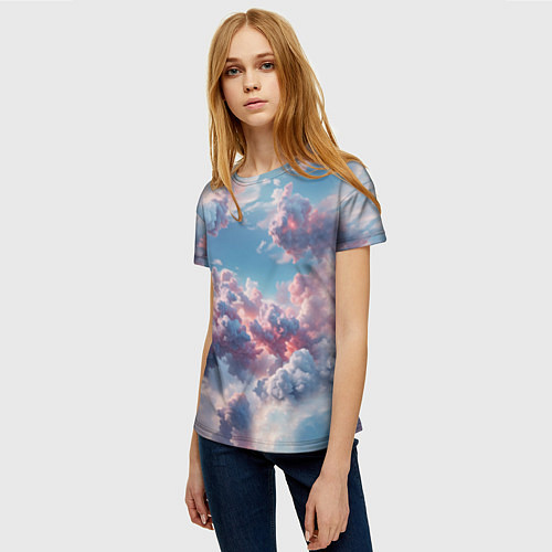 Женская футболка Сказочные облака патерн / 3D-принт – фото 3