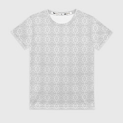 Футболка женская Светло-серый кружевной узор, цвет: 3D-принт