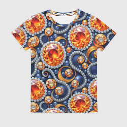 Женская футболка Ювелирные украшение с золотом и бриллиантом паттер