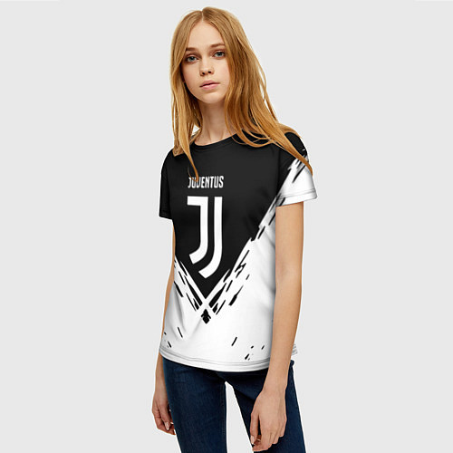 Женская футболка Juventus sport geometry fc club / 3D-принт – фото 3