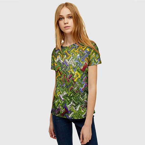 Женская футболка Разноцветная абстракция / 3D-принт – фото 3